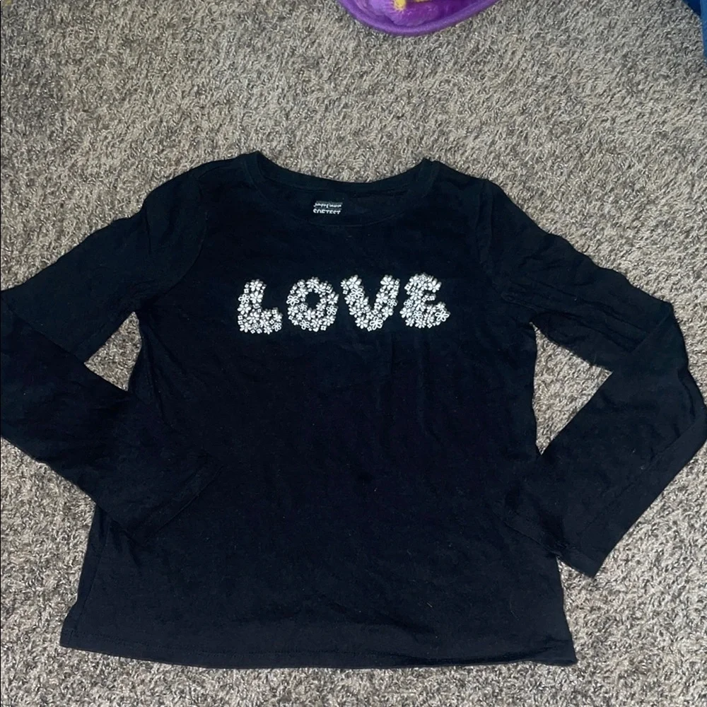 Jumping Beans Black Long Sleeve Tee with White Love Design